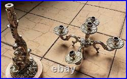 RARE VTG Candlesticks metal holders with ONYX Stone pedestal, 10 pounds each