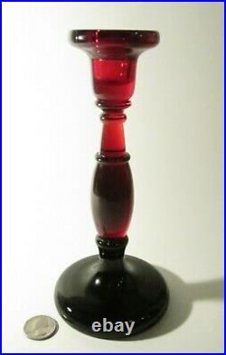 RARE Vintage FENTON 1920s Art Glass # 549 BI-COLOR Ruby Black 8 Candlestick