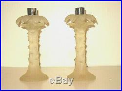 RARE Vintage Mid Century Dorothy Thorpe LUCITE PALM Candlesticks Candle Holders