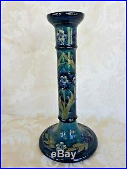 RARE Vintage Wm Moorcroft England Pottery Candlestick Signed Blue Green 1920's