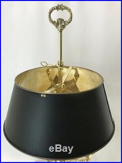 RESTORED Vtg Brass Bouillotte Table Lamp 2Arm Candlestick Desk Light Banker Gold
