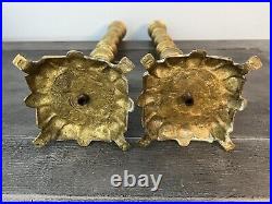 Rare Antique Brass Candlestick Set Ottoman Turkey Vintage