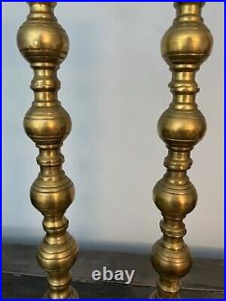 Rare Antique Brass Candlestick Set Ottoman Turkey Vintage