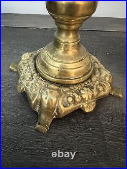 Rare Antique Brass Candlestick Set Ottoman Turkey Vintage