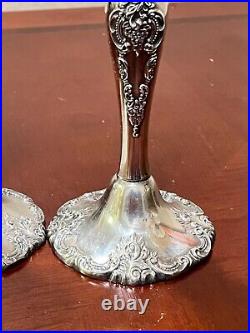 Rare Pair Of Vintage Baroque By Wallace 750 Silver Plated Candlesticks 8.5