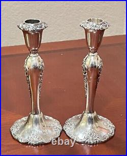 Rare Pair Of Vintage Baroque By Wallace 750 Silver Plated Candlesticks 8.5