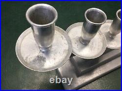 Rare Pr Art Deco Vintage Artist Signed Cast Aluminum Candlesticks Candle Holders