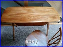 Rare Vintage 60s Ercol Mid Century Plank Console Desk Candlestick Lattice Chair