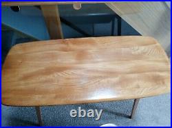 Rare Vintage 60s Ercol Mid Century Plank Console Desk Candlestick Lattice Chair