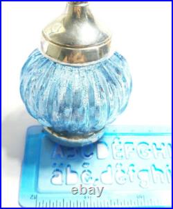 Rare Vintage Blue Blown Glass 925 Sterling Silver Candlestick