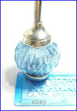 Rare Vintage Blue Blown Glass 925 Sterling Silver Candlestick