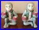 Rare-Vintage-Pair-Green-Chinoiserie-Monkey-Candle-Stick-Holders-7-X-5-Perfect-01-lhm