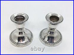 Rare Vintage Sterling Silver Candlestick Holder Pair & Inkwell Boxed Desk Set