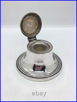 Rare Vintage Sterling Silver Candlestick Holder Pair & Inkwell Boxed Desk Set