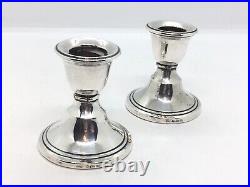 Rare Vintage Sterling Silver Candlestick Holder Pair & Inkwell Boxed Desk Set