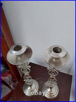 Rare art's and crafts candlesticks plated on brass. Vintage antique candlesticks