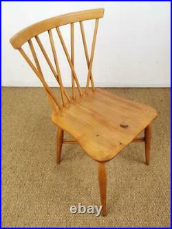 Refinished Set of 4 Vintage Mid Century Ercol 376 Lattice Candlestick Chairs