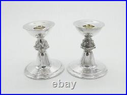 Reid & Sons Ltd Sterling Silver Celtic Pattern Pair of Candlesticks 1972 Vintage