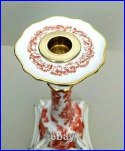 Royal Crown Derby Candlestick Red Aves Vintage 10 5/8 Tall