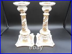 Royal Crown Derby Pair of Gold Aves Vintage Dolphin Candlesticks Magnificent