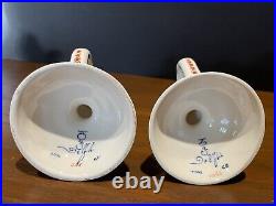 Royal Delft Candle Holders Sticks Imari Polychrome Pair Vintage 1970s As Is
