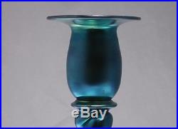 STEUBEN BLUE AURENE CANDLESTICKS VINTAGE ART GLASS 1930's CANDLE STICKS 8