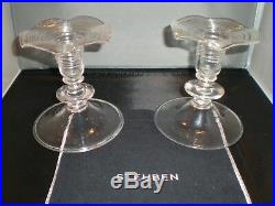 STEUBEN Vintage Clear Threaded Candlesticks Bubble Base EX Cond. C. 1920/30's