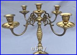 STUNNING FIVE ARM FRENCH VINTAGE BRASS CANDELABRA 1,6kg (LOT 6013)