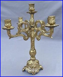 STUNNING FIVE ARM FRENCH VINTAGE BRASS CANDELABRA 1,9kg (LOT 6011)