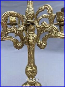 STUNNING FIVE ARM FRENCH VINTAGE BRASS CANDELABRA 1,9kg (LOT 6011)