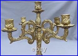 STUNNING FIVE ARM FRENCH VINTAGE BRASS CANDELABRA 1,9kg (LOT 6011)