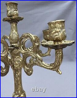 STUNNING FIVE ARM FRENCH VINTAGE BRASS CANDELABRA 1,9kg (LOT 6011)