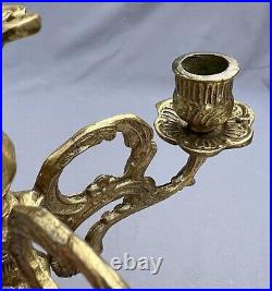 STUNNING FIVE ARM FRENCH VINTAGE BRASS CANDELABRA 1,9kg (LOT 6011)