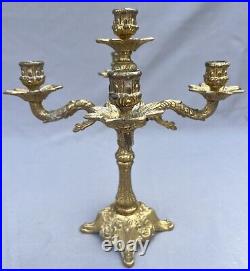 STUNNING FIVE ARM FRENCH VINTAGE BRASS CANDELABRA 2,2kg (LOT 6014)