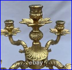 STUNNING FIVE ARM FRENCH VINTAGE BRASS CANDELABRA 2,2kg (LOT 6014)