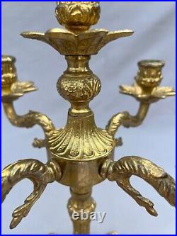 STUNNING FIVE ARM FRENCH VINTAGE BRASS CANDELABRA 2,2kg (LOT 6014)