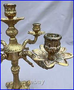 STUNNING FIVE ARM FRENCH VINTAGE BRASS CANDELABRA 2,2kg (LOT 6014)