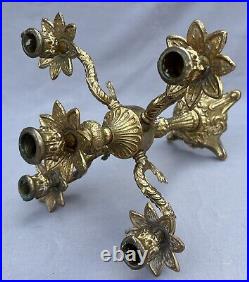 STUNNING FIVE ARM FRENCH VINTAGE BRASS CANDELABRA 2,2kg (LOT 6014)