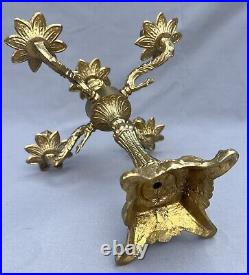 STUNNING FIVE ARM FRENCH VINTAGE BRASS CANDELABRA 2,2kg (LOT 6014)