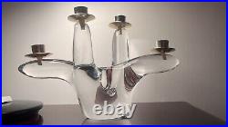 Schneider Glass Crystal Candlestick 70s 80s Hollywood Glamour Vintage Candle