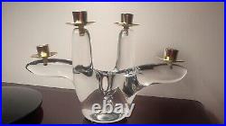 Schneider Glass Crystal Candlestick 70s 80s Hollywood Glamour Vintage Candle