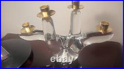 Schneider Glass Crystal Candlestick 70s 80s Hollywood Glamour Vintage Candle