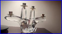 Schneider Glass Crystal Candlestick 70s 80s Hollywood Glamour Vintage Candle