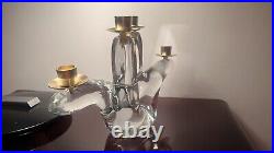 Schneider Glass Crystal Candlestick 70s 80s Hollywood Glamour Vintage Candle