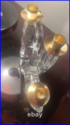 Schneider Glass Crystal Candlestick 70s 80s Hollywood Glamour Vintage Candle