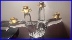 Schneider Glass Crystal Candlestick 70s 80s Hollywood Glamour Vintage Candle