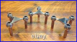 Set 3 Vintage Nagel Germany Chrome Stacking Tripod Small Taper Candlesticks