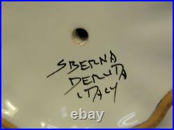 Set Of 2 Candlesticks Vintage Sberna DERUTA Italy Handpainted Pottery Signed A4