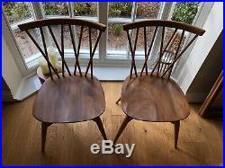 Set Of 2 Mid Century Ercol Candlestick Chairs In Very Good Condition Vintage