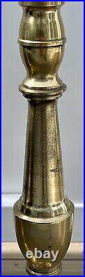 Set Of 2 Vintage Solid Brass Floor Altar Candle Stick Holders Pillars 38 & 32